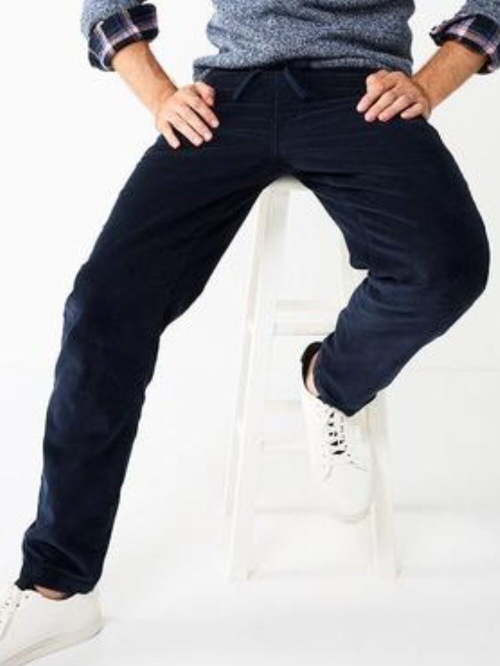 Men's Sonoma Goods For Life Straight Leg Pull-On Corduroy Pants - Navy - M - NWT